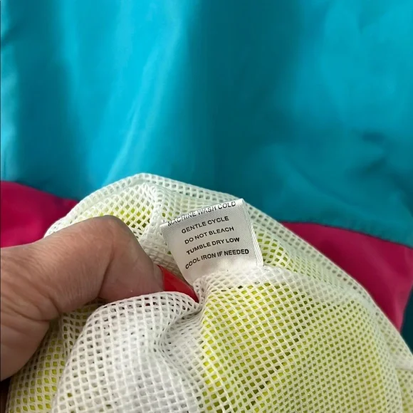 Blackjack Neon Blue, Yellow & Pink Pullover Zip Windbreaker Size Large - Picture 9 of 13